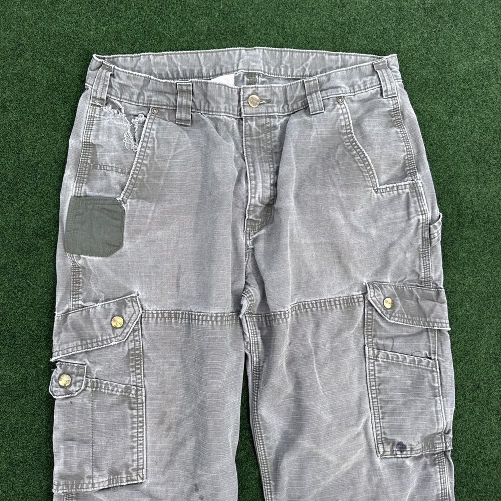 Carhartt Pants Men 36x32 Brown Ripstop Cargo Double Knee Workwear Streetwear Y2K - Picture 2 of 10